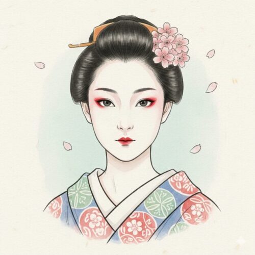 歌舞伎の女形の化粧のイメージ図