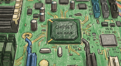 マザーボードの中にあるチップセットのイメージ図