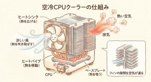 空冷CPU式クーラーのイメージ図