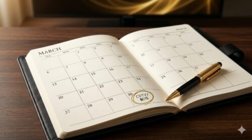 ３月３０日に要チェックするというイメージ図