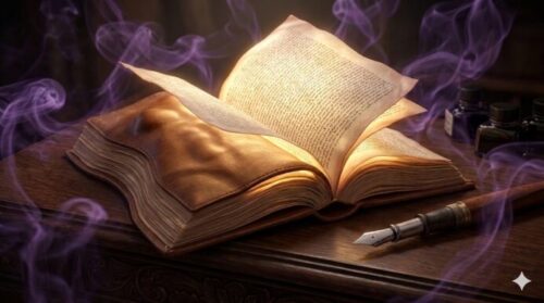 岸辺露伴のクセのある怪しさを、彼の「ヘブンズ・ドアー」のイメージから本のページと、漫画家の象徴である万年筆で表した画像