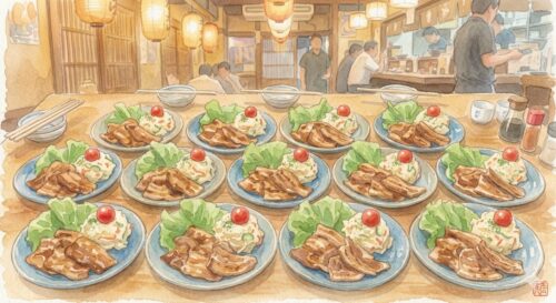 居酒屋に並べられたメニュー
