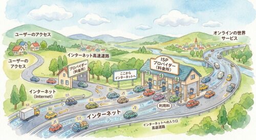 インターネットを高速道路に例えたイメージ