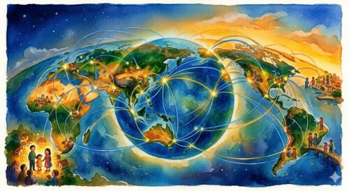 世界中がネットワークでつながっているイメージ図