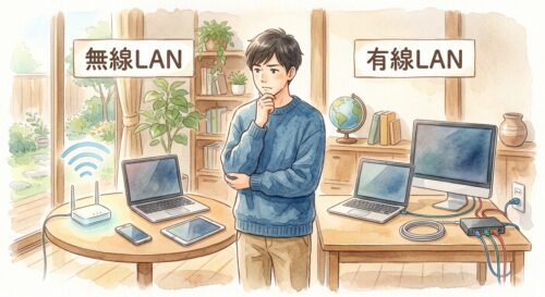 無線と有線どっちがいいか迷っている様子