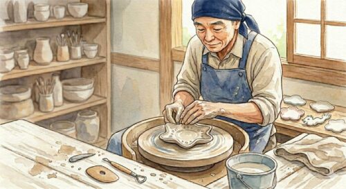 作家さんが豆皿を作っているイメージ