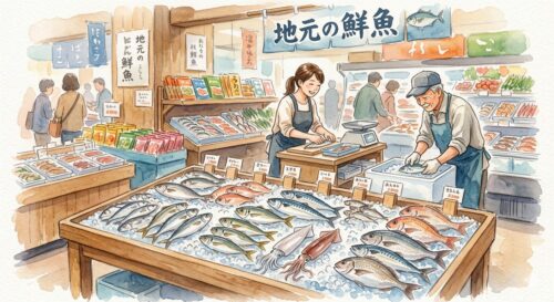 スーパーの鮮魚コーナー
