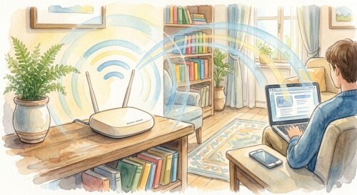 Wi-Fiが電波を届けている様子