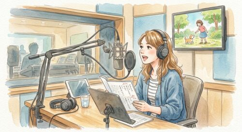声優さんが収録をしているところ