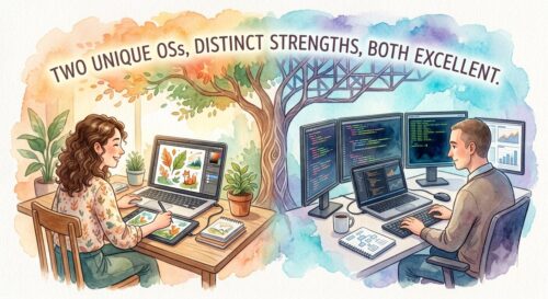2種類のOS、それぞれに良さがあるというイメージ画像
