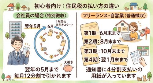 住民税の払い方の違いについての解説