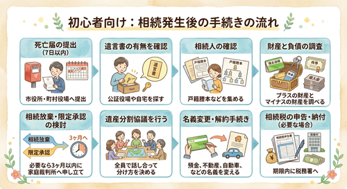 相続が発生した場合の手順