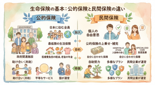 公的保険と民間保険の違いについて