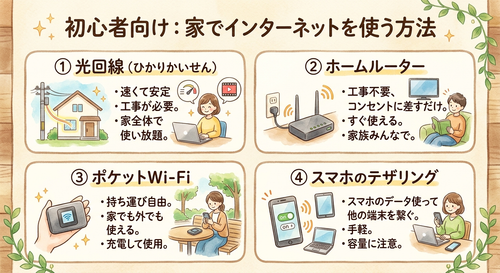インターネットを家で使う方法