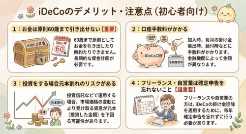 iDeCoを運用する上での注意点についての解説