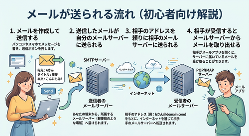 メールが送られる流れの説明