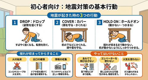 地震が起こったらする行動について