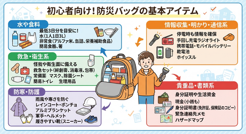 防災バッグに入れるべき基本アイテム