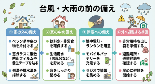 台風・大雨のための備えについて