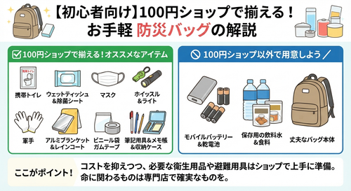 100円ショップで揃えられる防災アイテム
